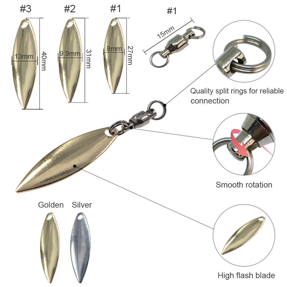 10pcs Willowleaf Blades Spinne - Fishing Lure Blade Bait review and price